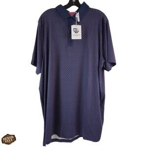 Graham Luxe Lennox Polo Blue Super Pink Pattern Shirt XL Golf Stretch‎ - NEW